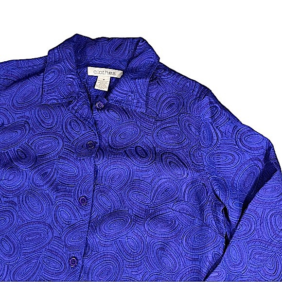C.l.o.t.h.e.s. Size medium deep purple button down embroidered jacket/blouse EUC - Picture 2 of 12